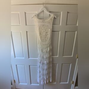 VENUS White Crochet Design Swim Coverup